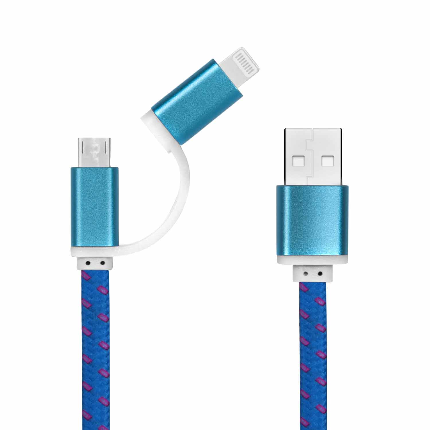 Flaches USB-Ladekabel - 20 cm - Dual-Anschluss Micro-USB und