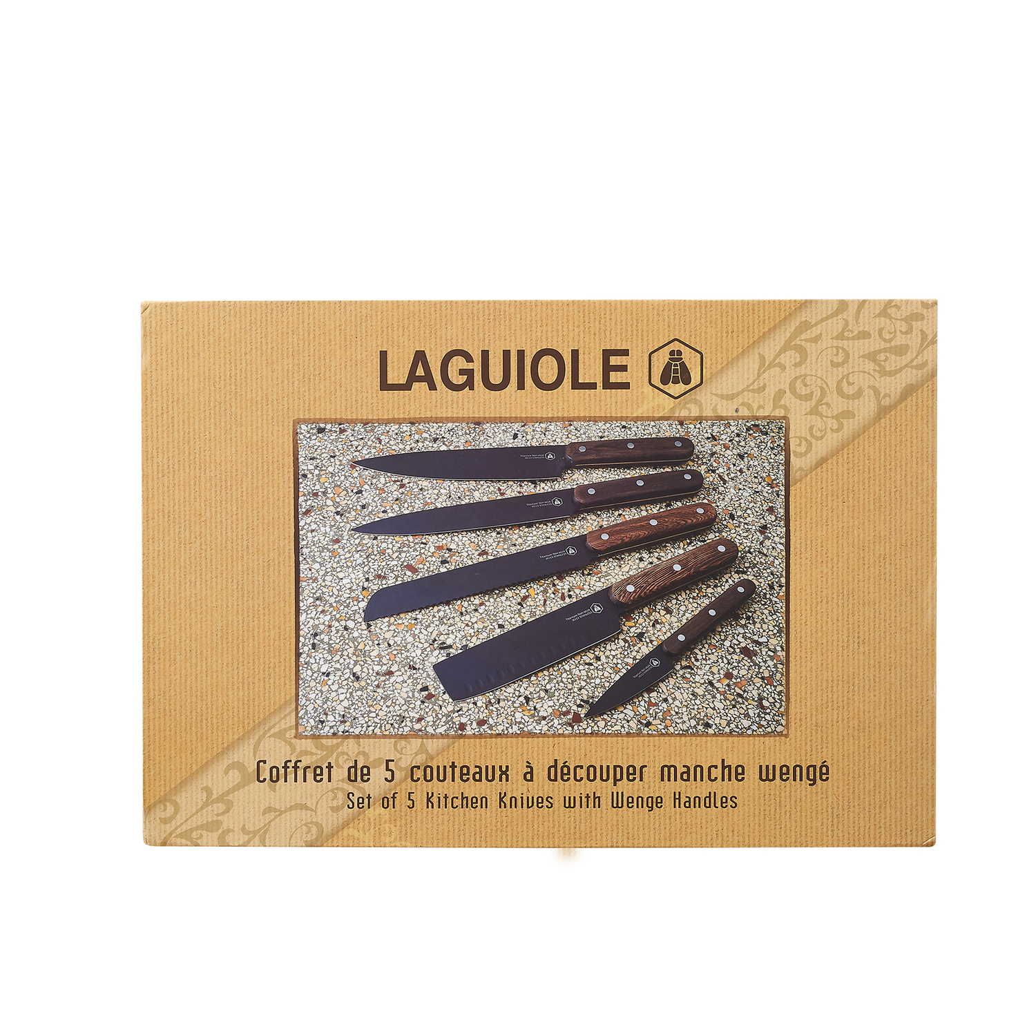 Laguiole - 5-tlg. Messer-Set schw. und Wengeholzgriff