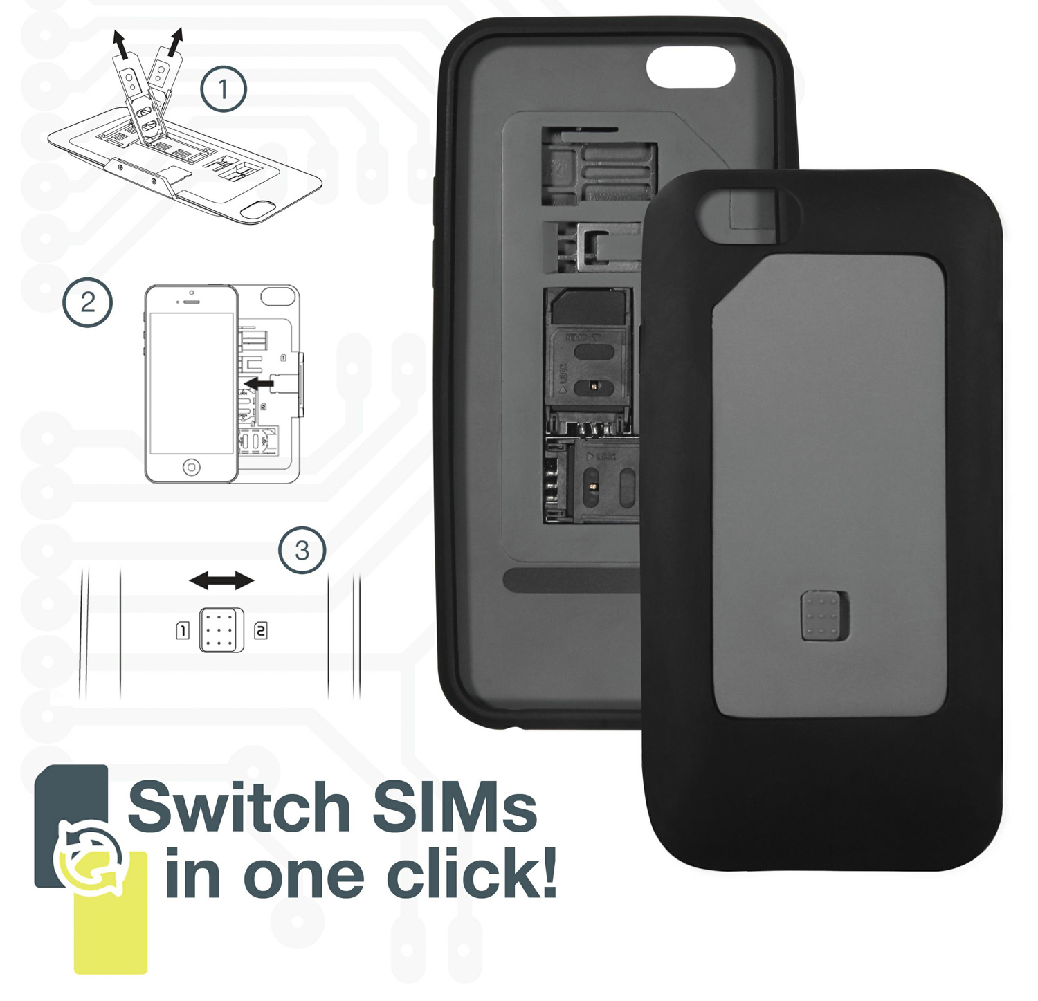 Dual SIM Card 2 Sim Karten case Hülle für iPhone 6