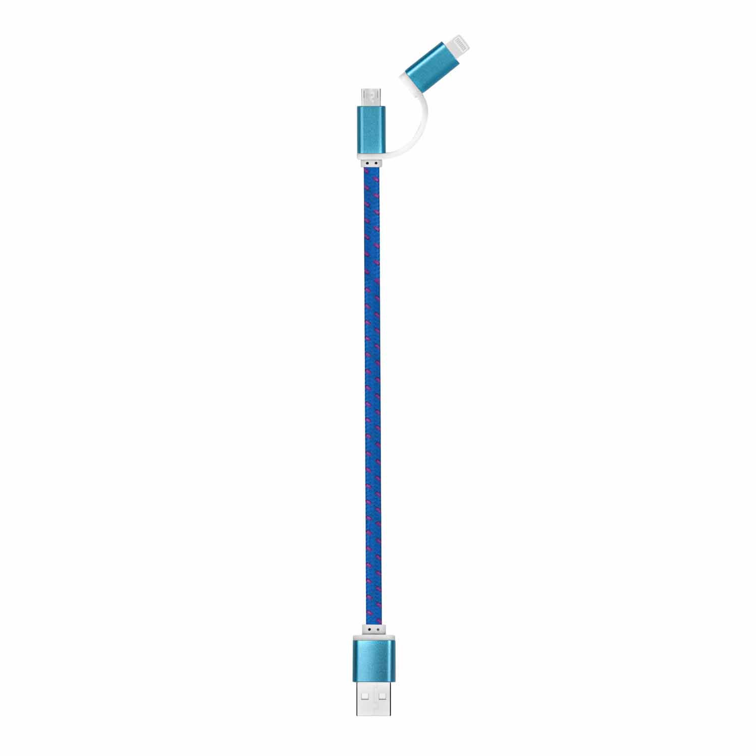 Flaches USB-Ladekabel - 20 cm - Dual-Anschluss Micro-USB und